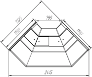 Витрины "Эллада-Ун90в" +1+6 угол наружний без подтоварника