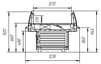 Витрины "ПРОМО-СНО 1,2в" (открытая вентилируемая)