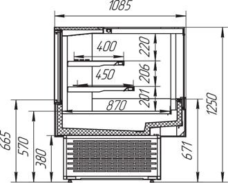 Витрины "Айс КУБ-К" +1+6 кондитерские вентилируемые вынос