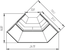 Витрины "Айс-Ун в" угол наружний вентилируемые вынос